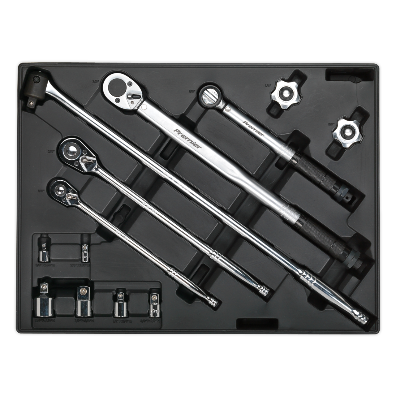 Sealey - Tool Tray with Ratchet Torque Wrench Breaker Bar and Socket Adaptor Set 13pc