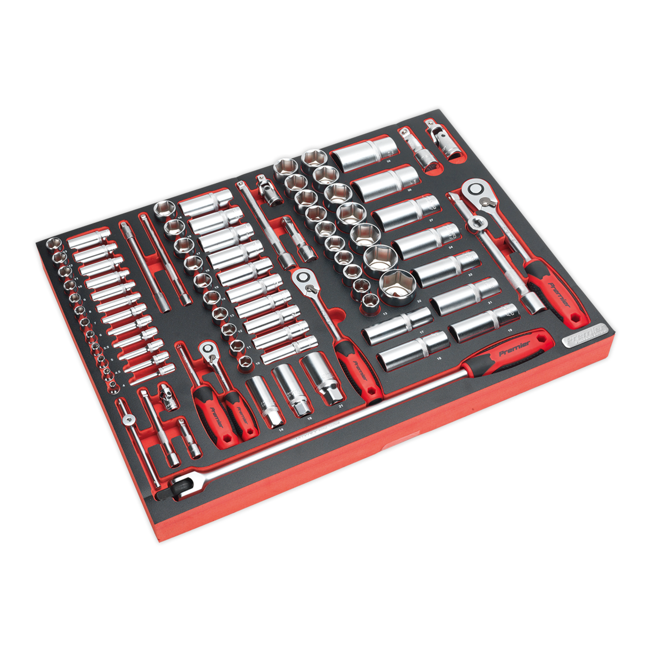 Sealey - Tool Tray with Socket Set 91pc 1/4inch 3/8inch and 1/2inchSq Drive