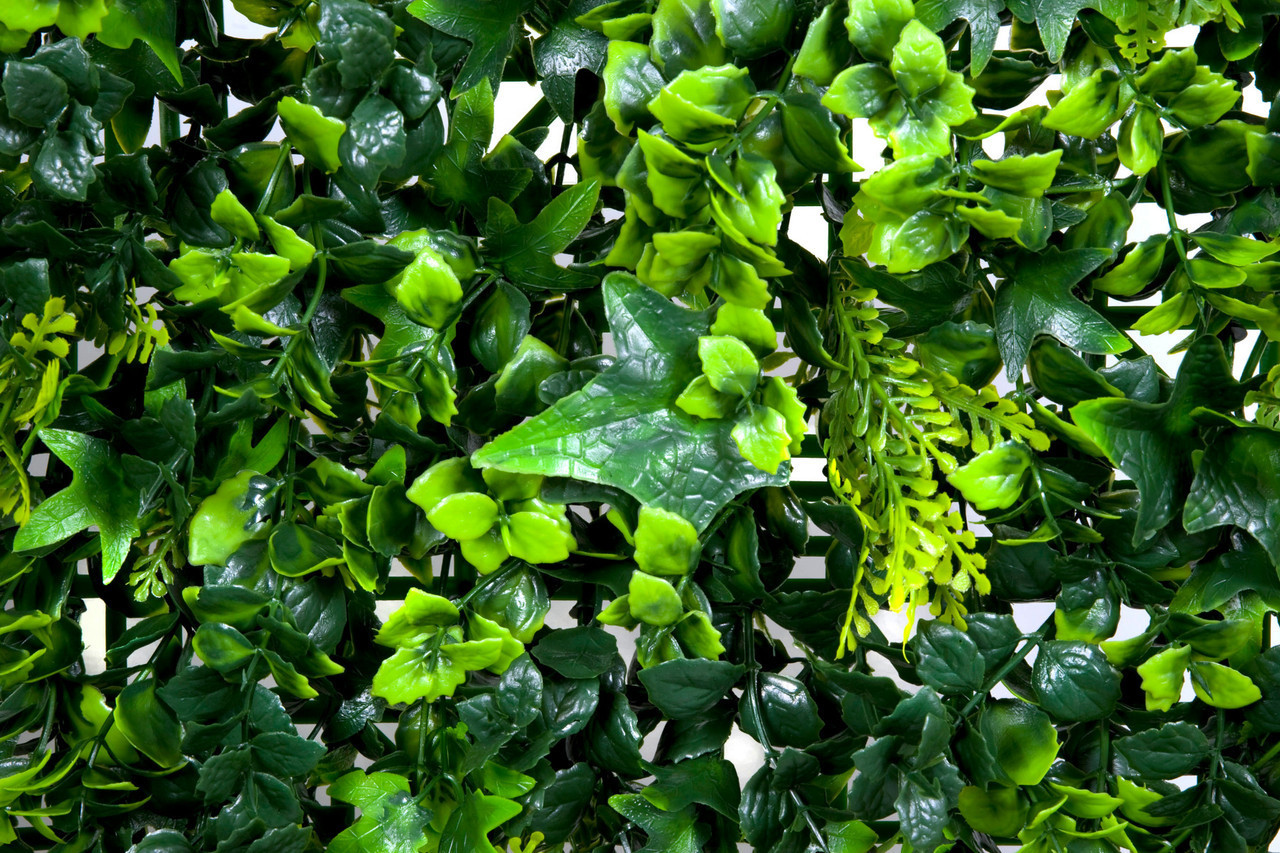 Artificial Green Wall Hedge with Mixed Leaf and Ivy Type Foliage Pack of 4