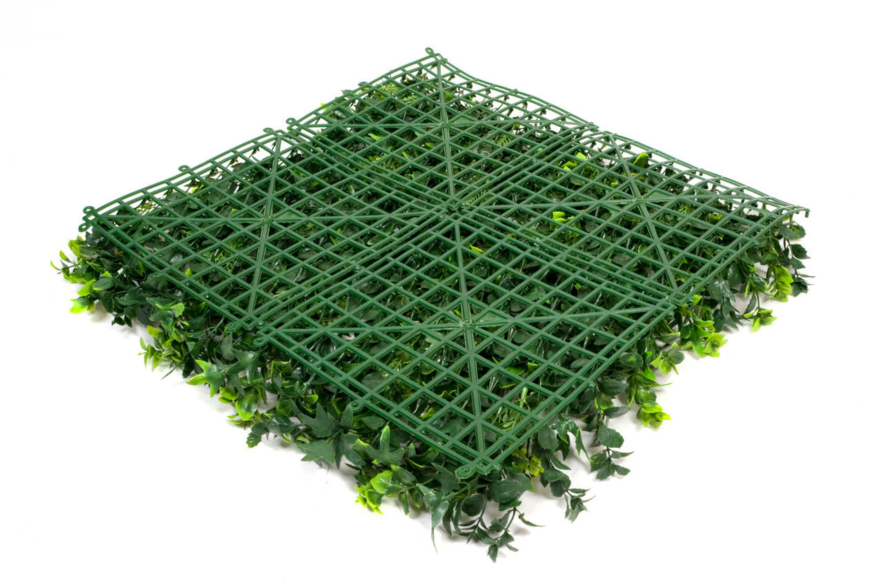 Artificial Green Wall Hedge with Mixed Leaf and Ivy Type Foliage Pack of 4