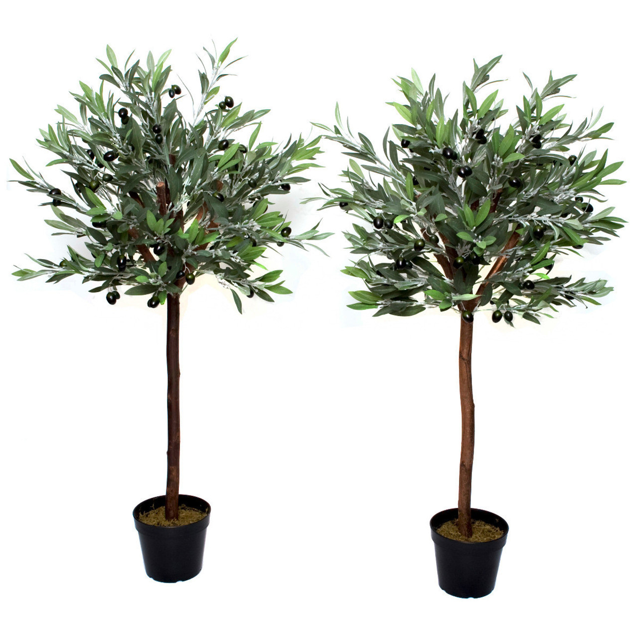 4ft Premium Quality Artificial Olive Standard Tree with Olives Set of 2