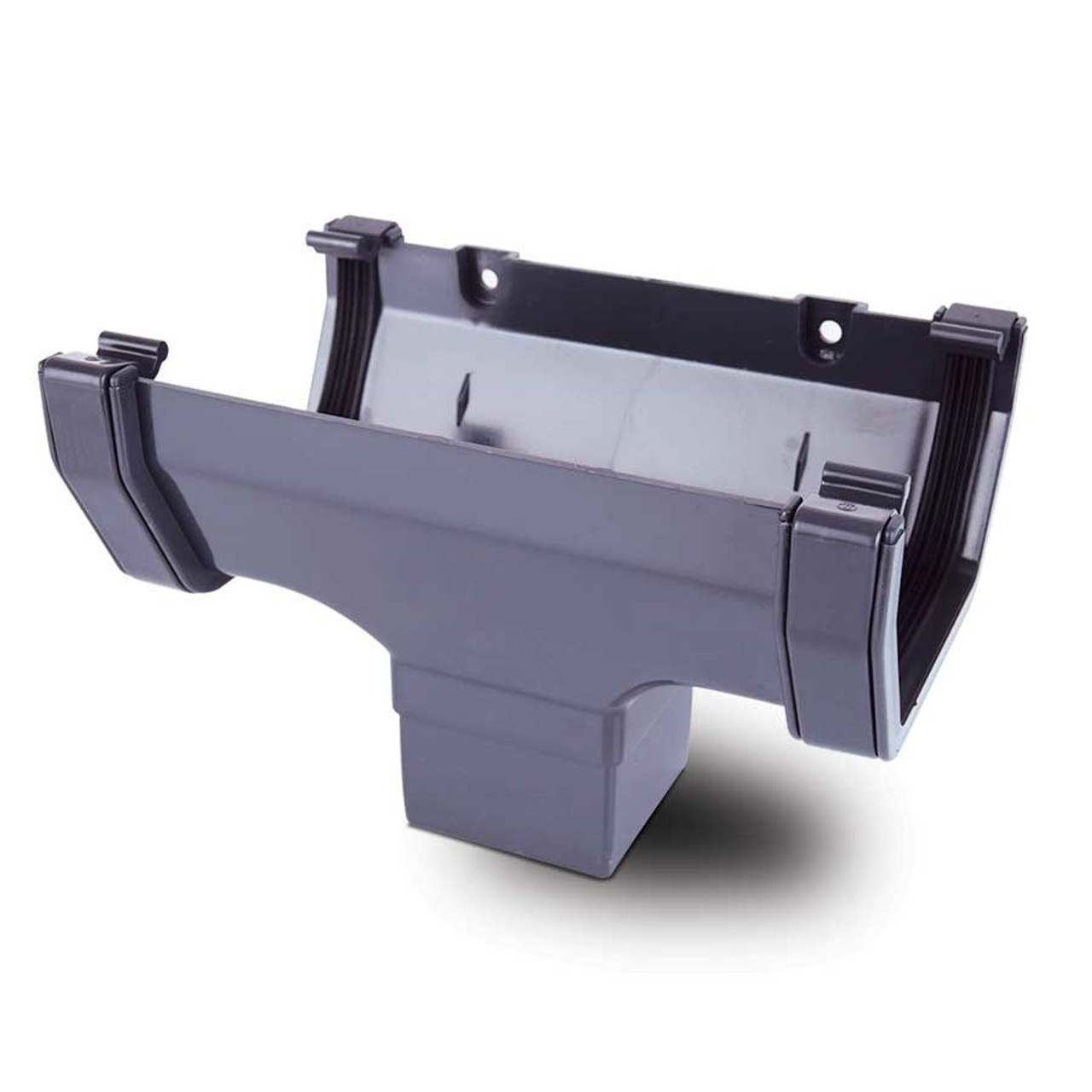 Eurocell Gutter Square Running Outlet 114mm Anthracite