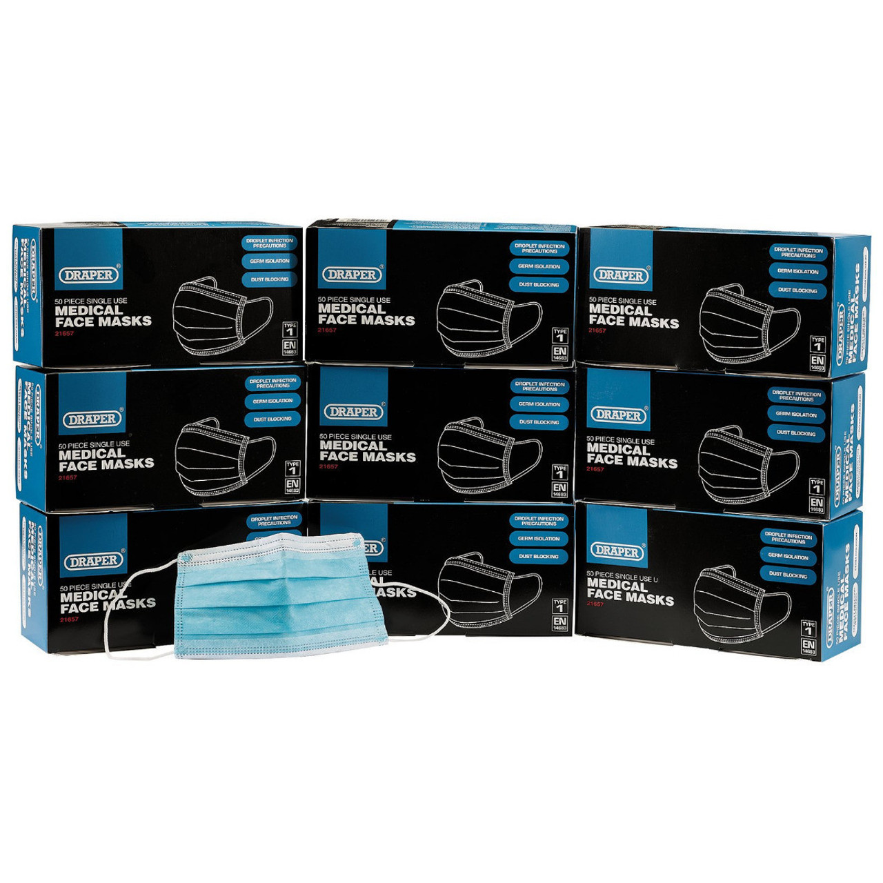 Draper - Single Use Medical Face Masks 50 Piece - Bulk Buy