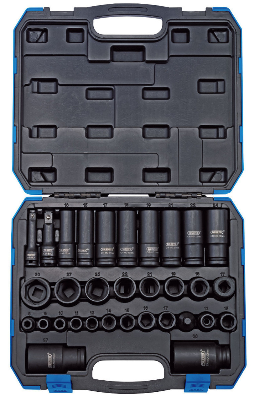 Draper - 3/8inch and 1/2inch Sq. Dr. Impact Socket Set 32 Piece