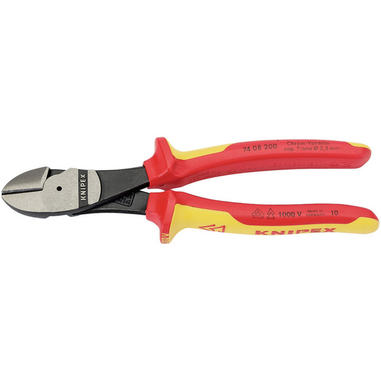 Draper -  Knipex 74 08 200UKSBE VDE Fully Insulated High Leverage Diagonal Side Cutters 200mm