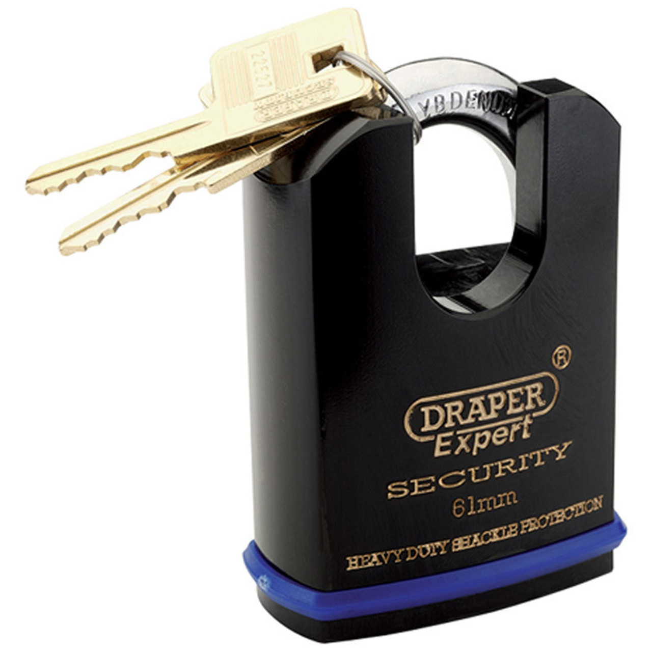 Draper - 61mm Heavy Duty Padlock and 2 Keys with Shrouded Shackle