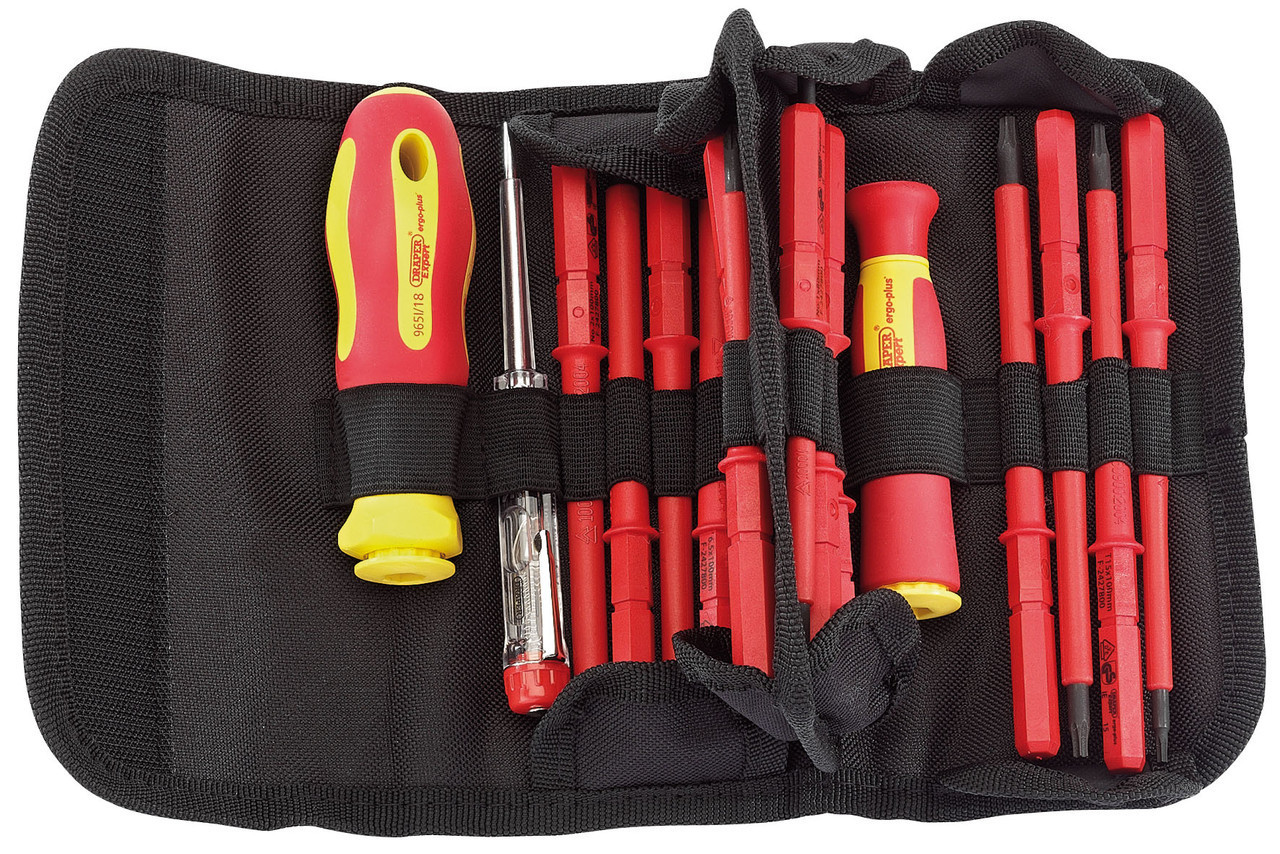 Draper - Ergo Plus VDE Screwdriver Set with Interchangeable Blades 18 Piece