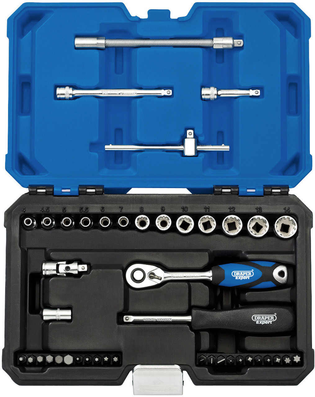 Draper - 1/4inch Sq. Dr. Metric Multi-Drive Socket Set (43 Piece)