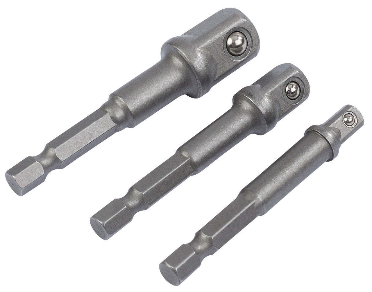 Draper - 1/4inch Hex. x  1/4inch 3/8inch and 1/2inch Square Drive Adaptors