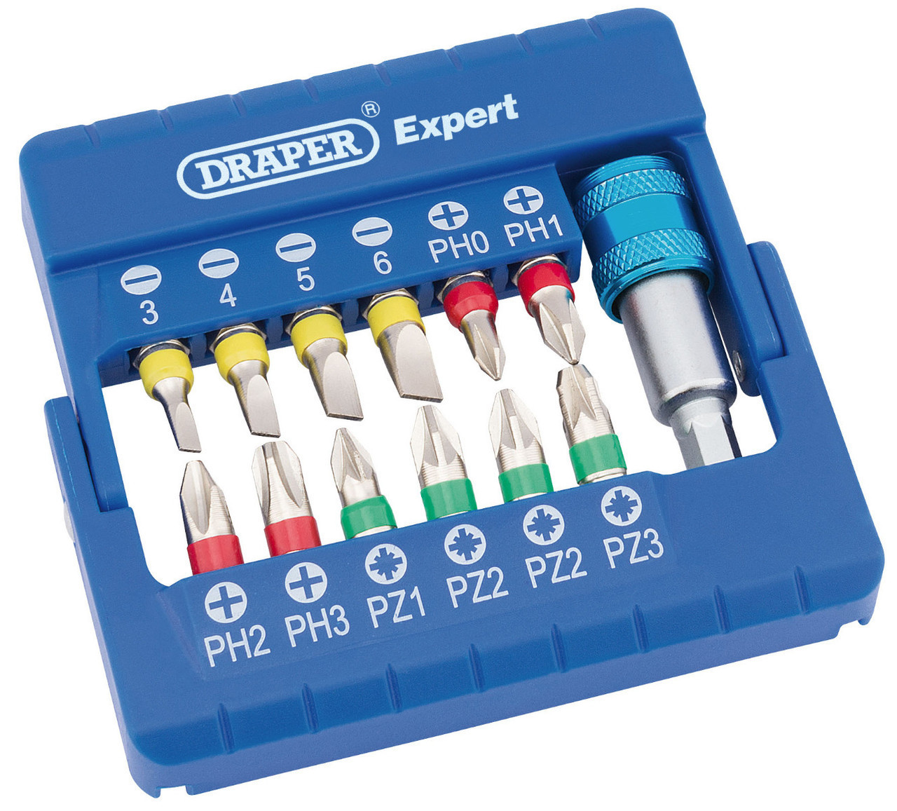 Draper - Coloured Screwdriver Bit Set With Magnetic Holder 13 Piece