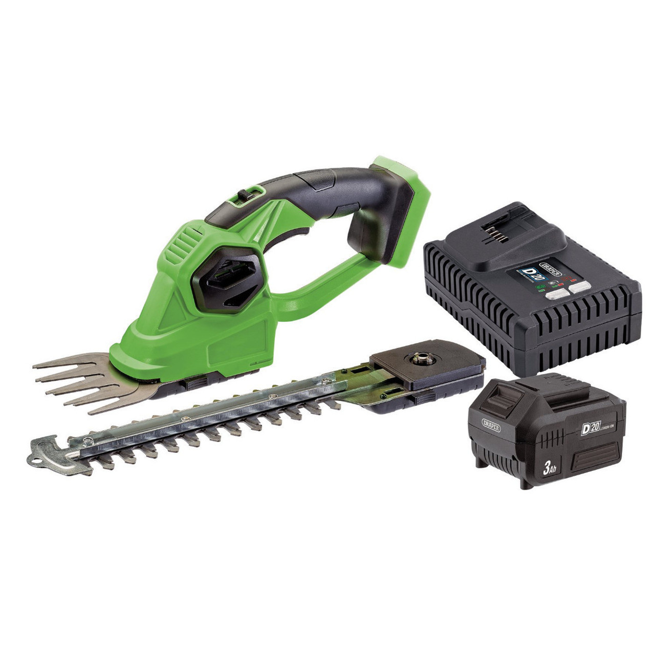 Draper - D20 20V 2-in-1 Grass and Hedge Trimmer with Battery and Fast Charger