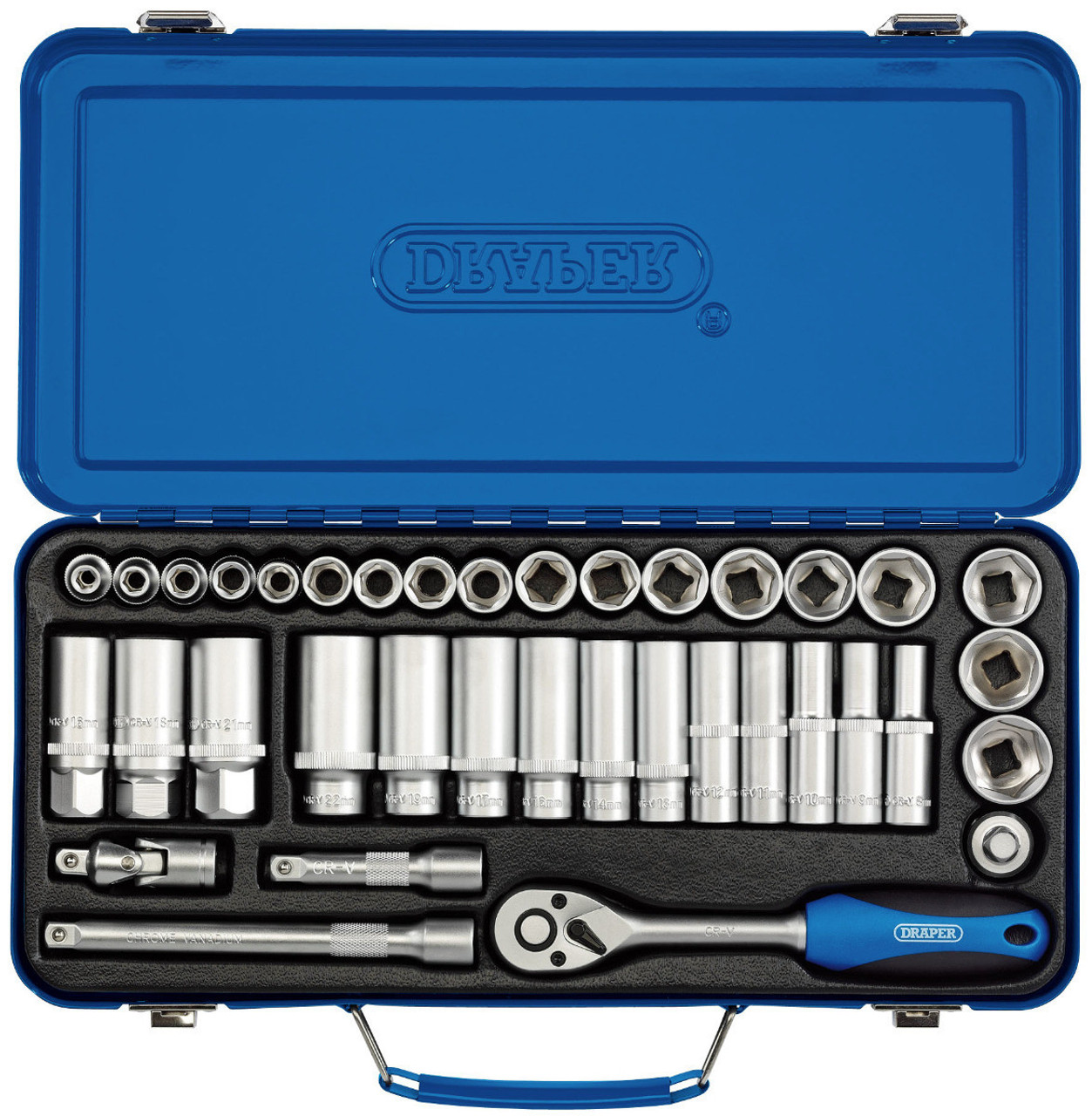 Draper - 3/8inch Sq. Dr. Metric Socket Set 37 Piece