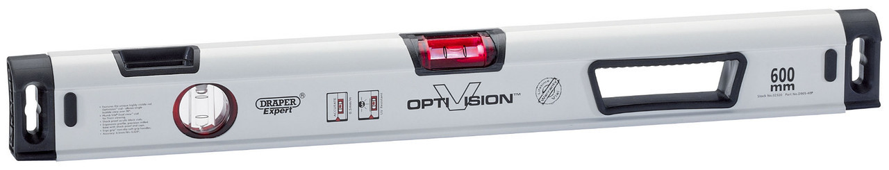 Draper -  Opti-Vision‚Ñ¢ Box Section Ergo-Grip‚Ñ¢ Levels with Dual Vials 600mm