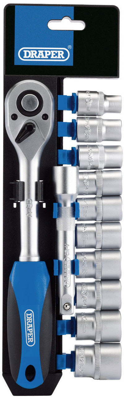 Draper - 1/2inch Sq. Dr. Metric Socket and Ratchet Set (12 Piece)