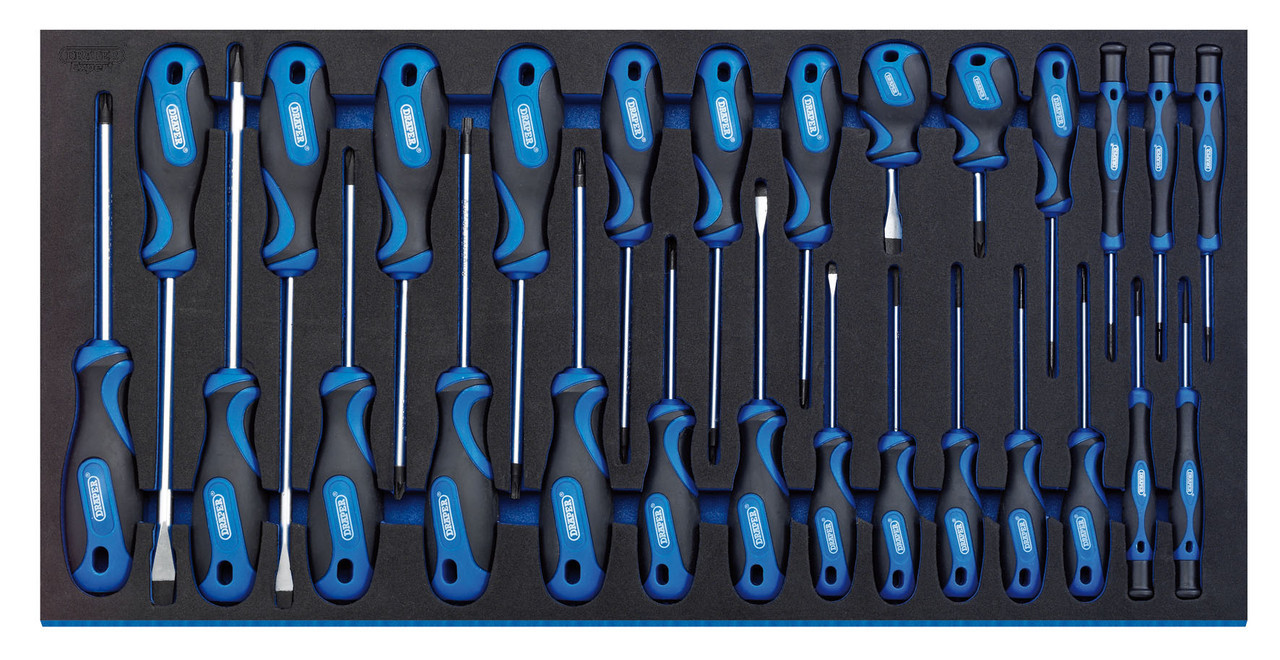 Draper - Soft Grip Screwdriver Set in Full Drawer EVA Insert Tray 27 Piece