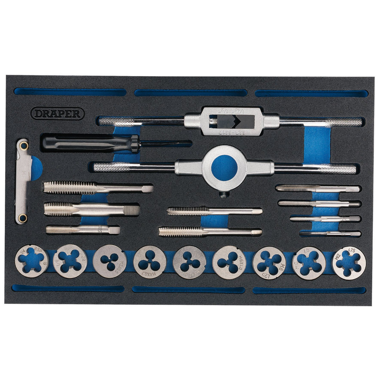 Draper - Combination Tap and Die Set Metric and BSP in EVA Foam Insert Tray 22 Piece