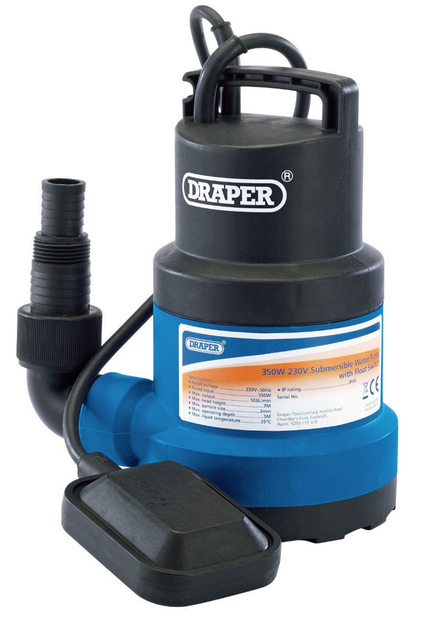 Draper - 125L/Min Submersible Water Pump with Float Switch 350W