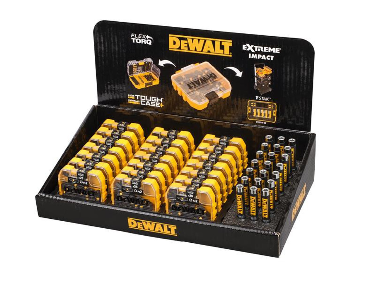 DeWALT Display of 21 Extreme PZ2 x 25mm Tic Tac Box with 21 Magnetic Holders