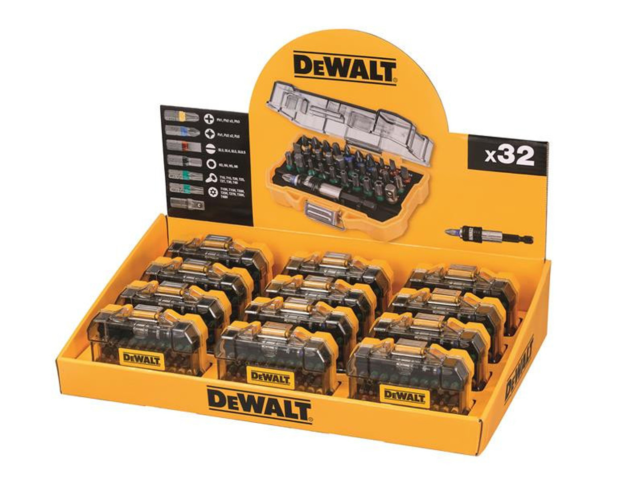 DeWALT Screwdriver Bit Set 32 Piece Merchandiser of 12