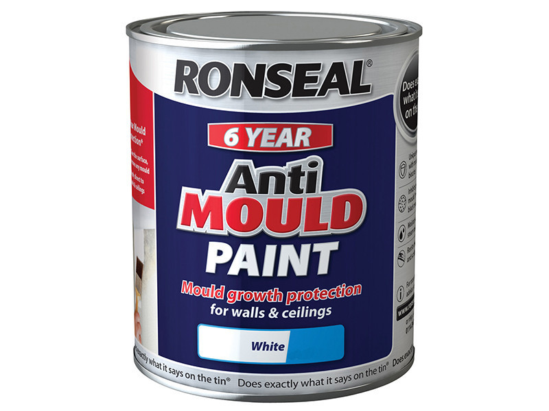 Ronseal 6 Year Anti Mould Paint White Matt 2.5 litre