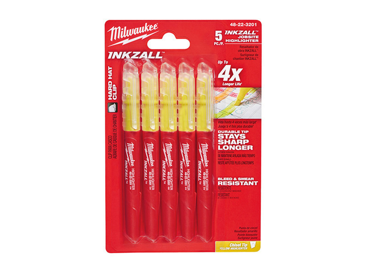 Milwaukee Hand Tools INKZALL Highlighter Yellow (Pack 5)