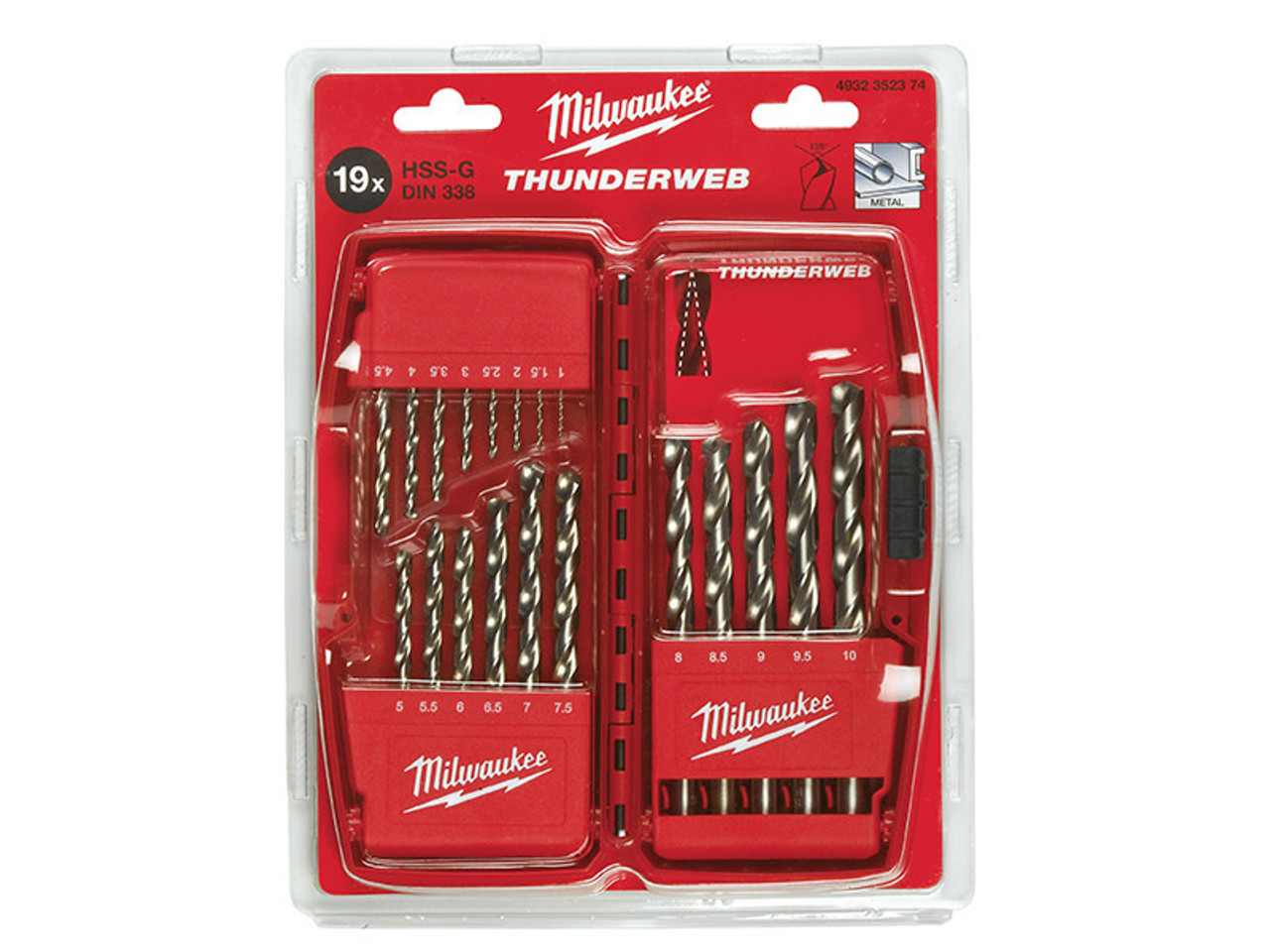 Milwaukee Power Tools HSS-G THUNDERWEB Metal Drill Bit Set, 19 Piece