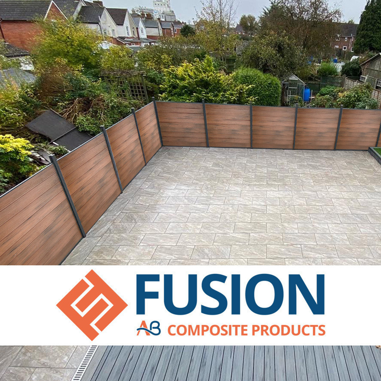 AB Composite Fencing Walnut Boards with Satin Silver Post Kit