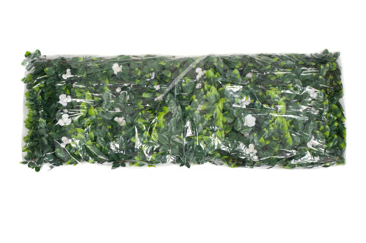 Artificial Willow Trellis Fence with Green Leaf Foliage and White Flowers 1m x 2m
