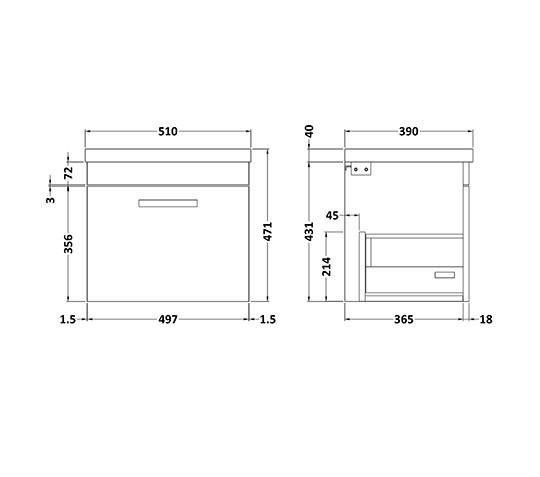 Carnation 500mm Gloss White Vanity Unit and Basin