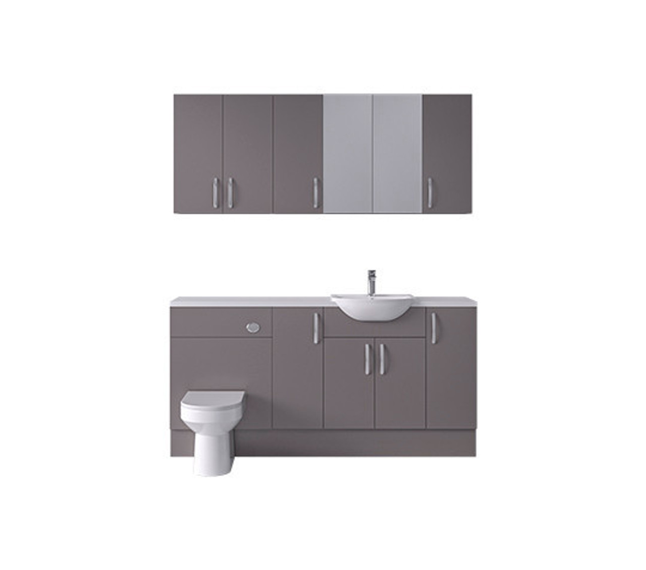 Connect G/G 1600mm Pack Basin WC 2 Cup Wall plus Tall Cupboard