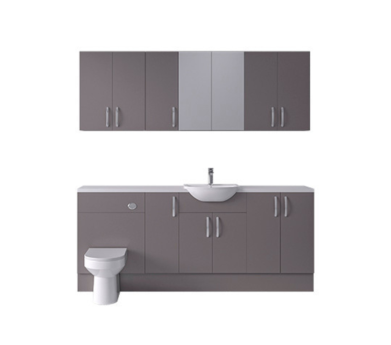 Connect G/G 2000mm Pack Basin WC 3 Cup Wall plus Tall Cupboard