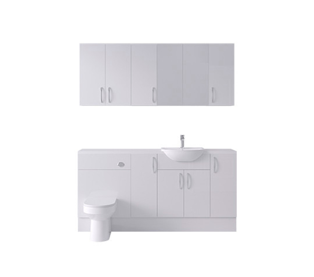Connect G/W 1700mm Pack Basin WC 2 Cup Wall plus Tall Cupboard