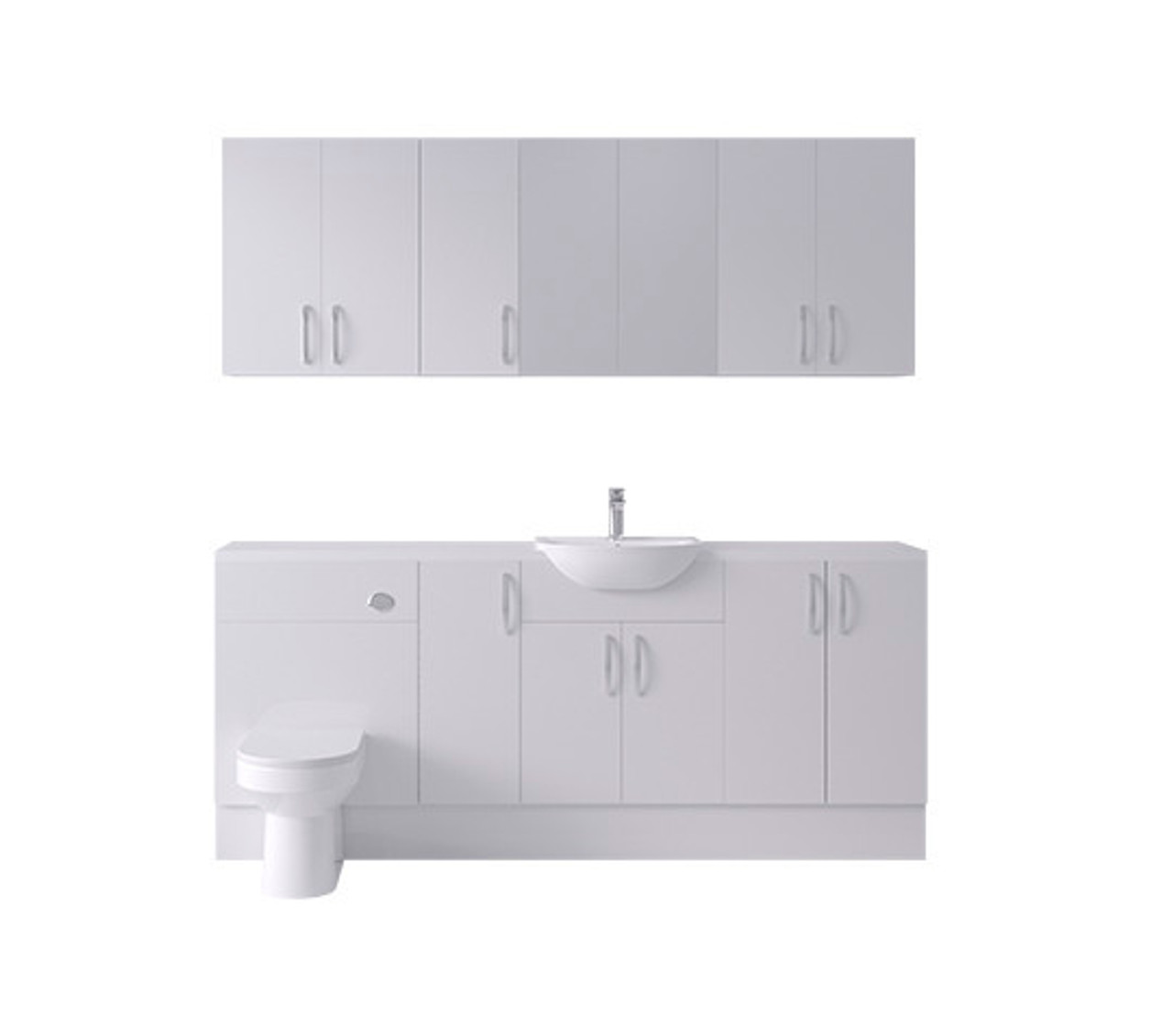 Connect G/W 2000mm Pack Basin WC 3 Cup Wall plus Tall Cupboard