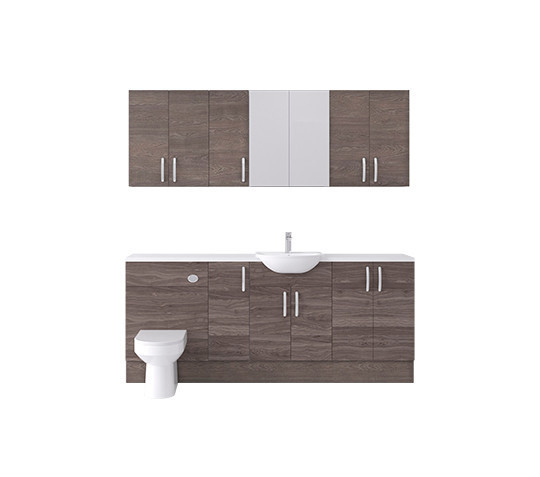 Connect N/Wd 1800mm Pack Basin WC 3 Cup Wall plus Tall Cupboard