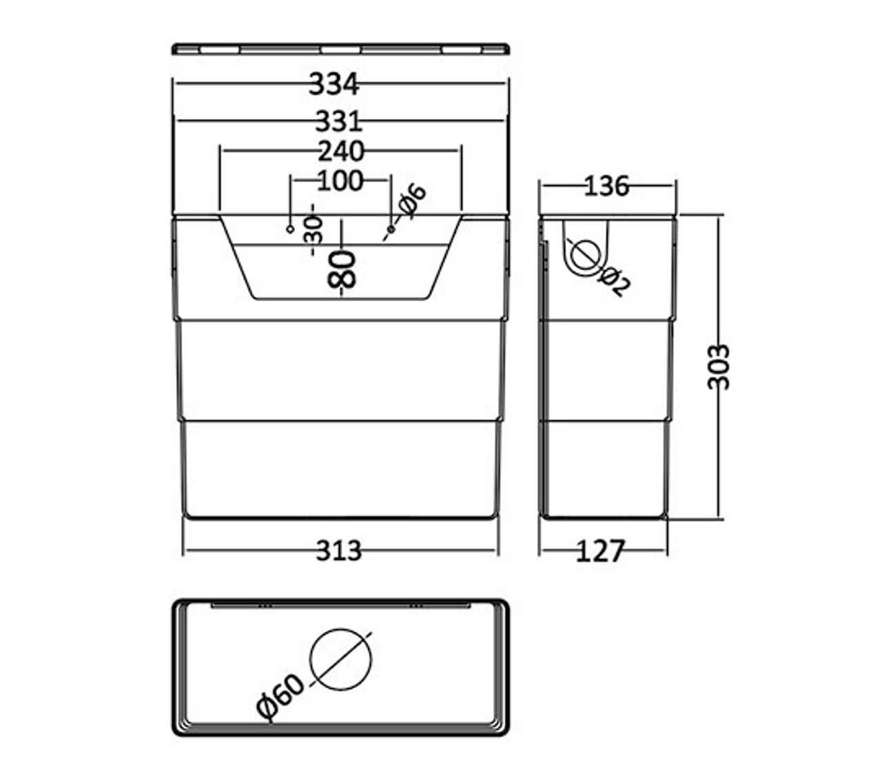 Dual Flush Concealed WC Cistern for use w WC Furniture Units