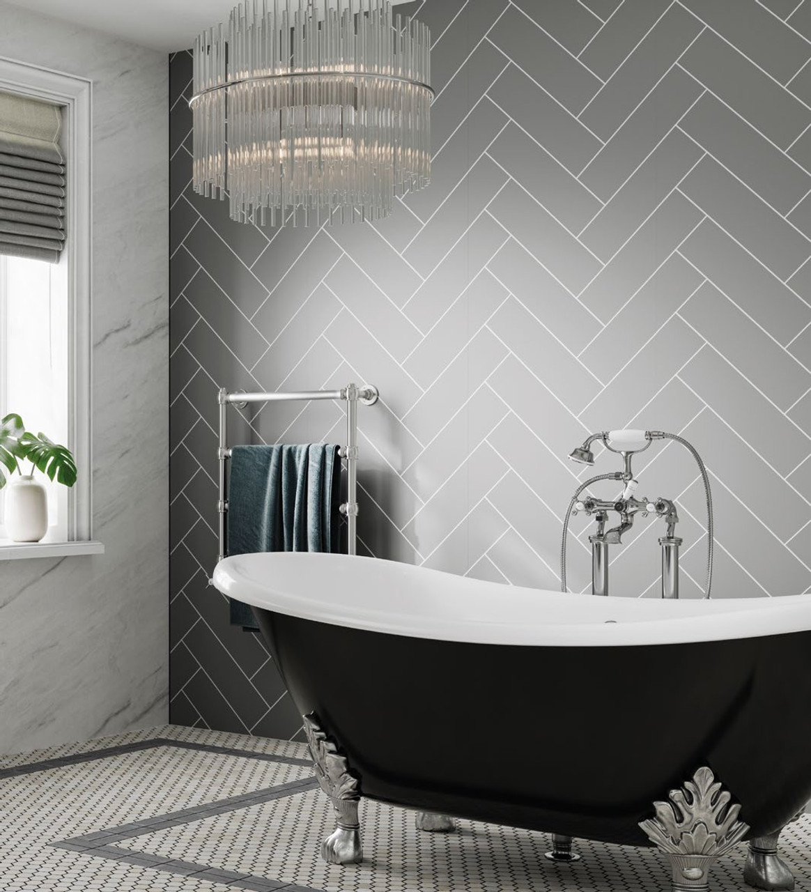 Multipanel Herringbone Tile Collection Monument Grey