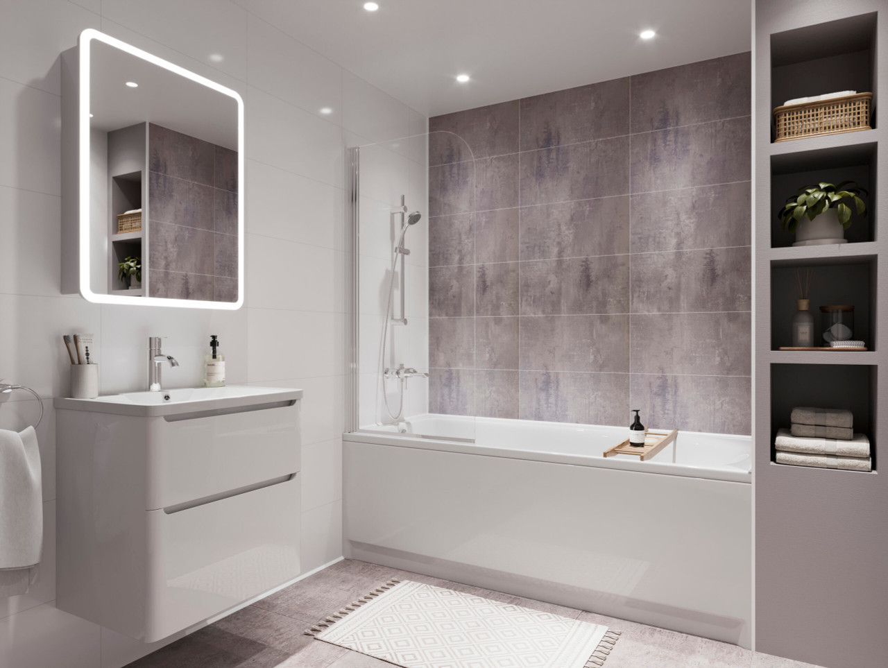 Showerwall - The Tile Collection Cement with Snow White