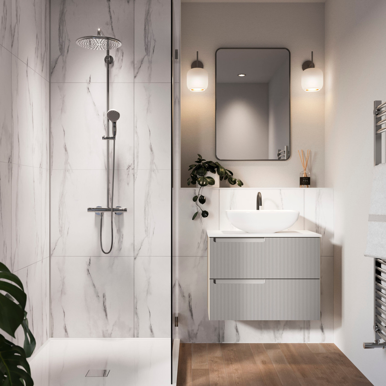 Showerwall - The Tile Collection White Marble