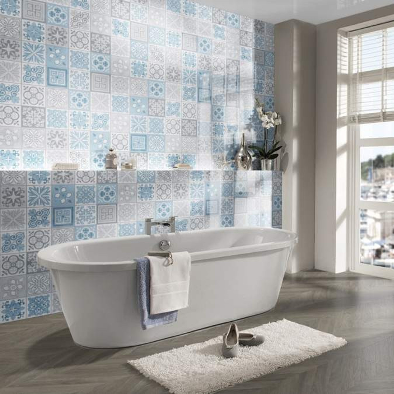 Showerwall Acrylic Panels - Patterns - Victorian Blue SCA06