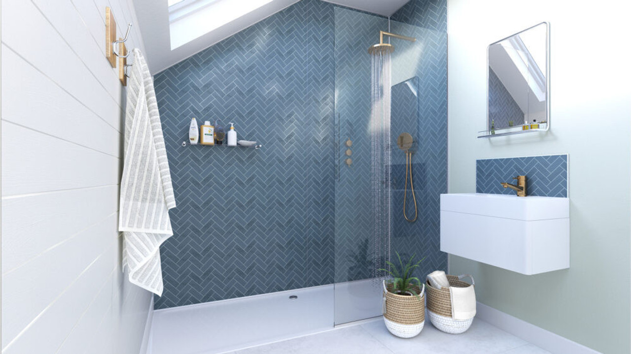 Showerwall Acrylic Panels - Patterns - Navy Herringbone SCA16