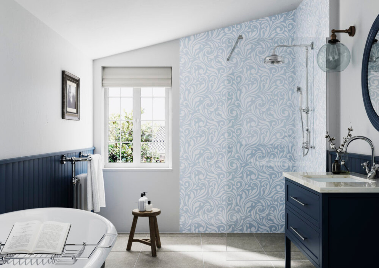 Showerwall Acrylic Panels - Patterns - Victorian Floral Sky SCA37