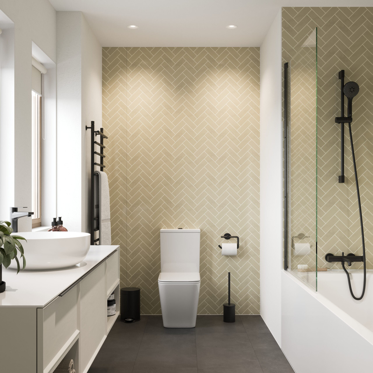 Showerwall Acrylic Panels - Patterns - Sand Herringbone SCA75