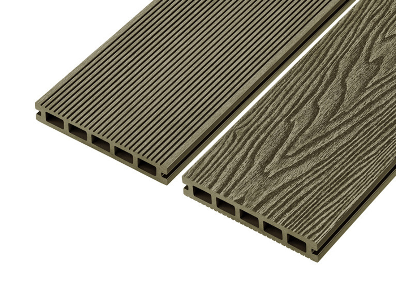 Olive Green Woodgrain Effect Reversible Composite Decking Board