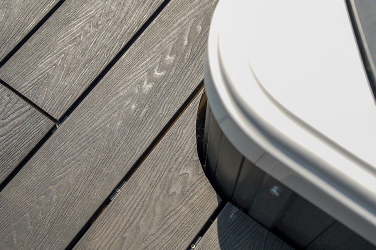 Cladco Reversible Solid Composite Decking Stone Grey Close up