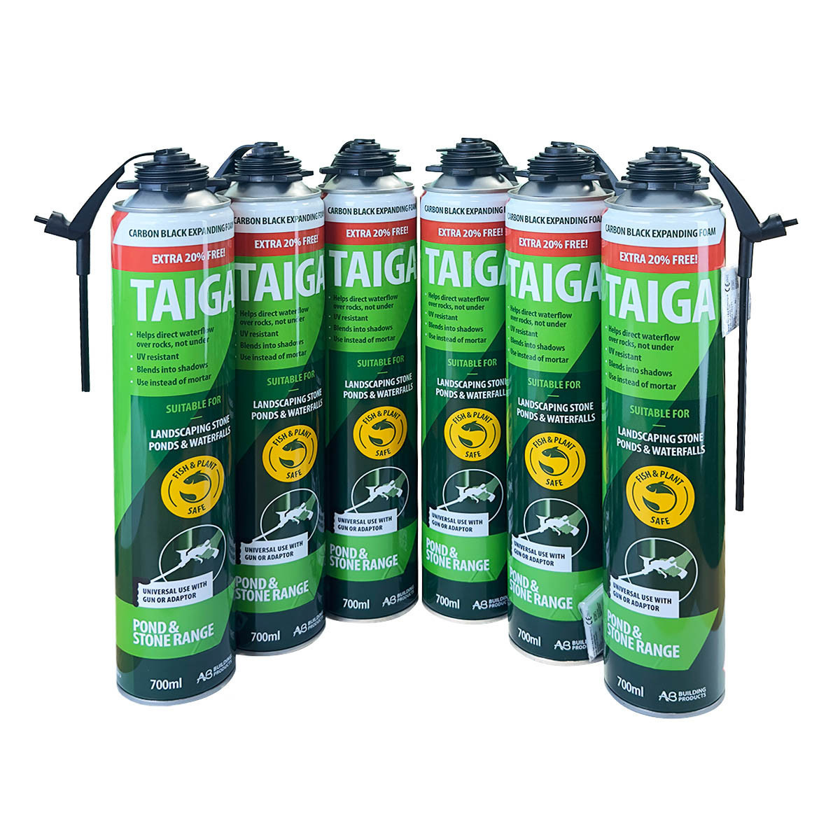 6 Cans of Taiga Landscaping foam