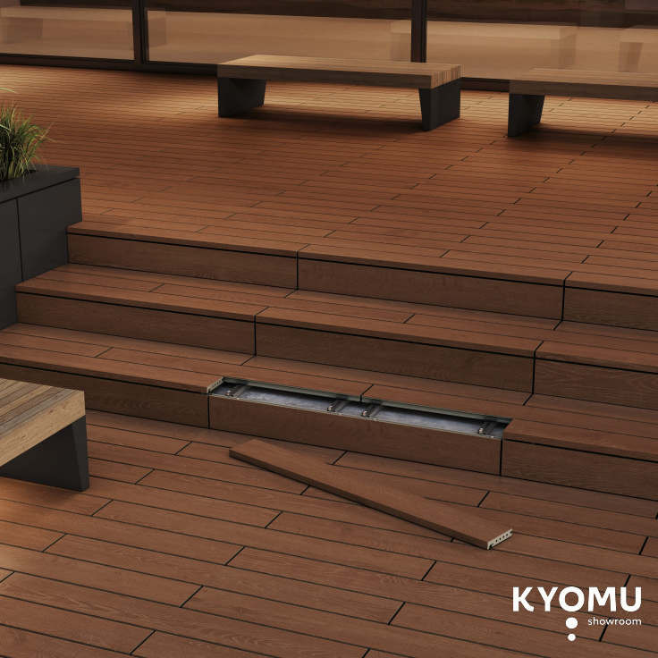 EXADECK Porcelain Decking Bullnose Edge Boards Caoba