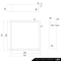Thermopanel Stainless Steel Shower Niche with Optional LED - Matte Black (80mm Depth)
