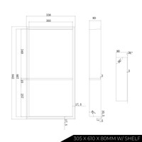 Thermopanel Stainless Steel Shower Niche with Optional LED - White (80mm Depth)