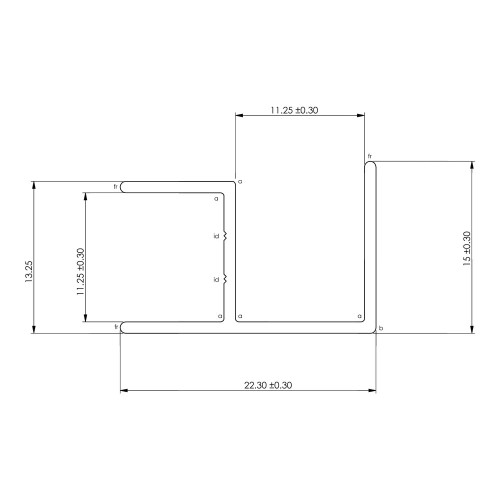 Showerwall Panel External Corner Trim - Dimenions