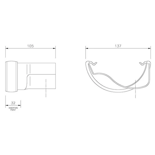 Floplast RD3 Round to Cast Iron Ogee R/H Black